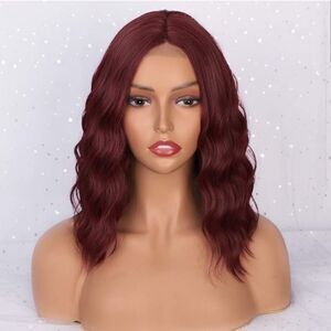 Women Leon Short Wig Synthetic Red wavy